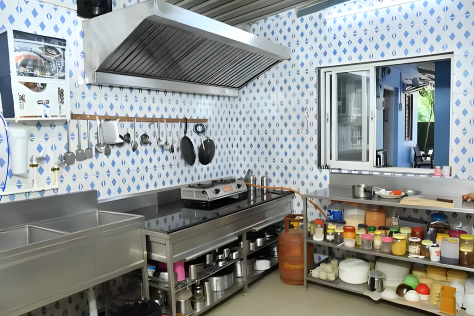 Resort kitchen at Dolphin House beach resort Nagaon Alibaug