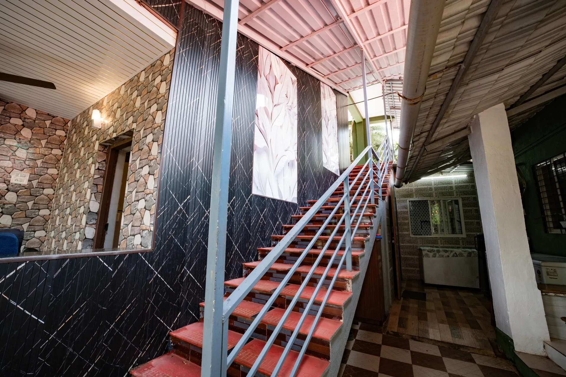 Staircase area at Dolphin House Beach Resort in Nagaon Alibaug